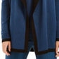 Cardigan feminino Anne Klein com estampa de blocos de cores e manga comprida aberta, azul, tamanho grande