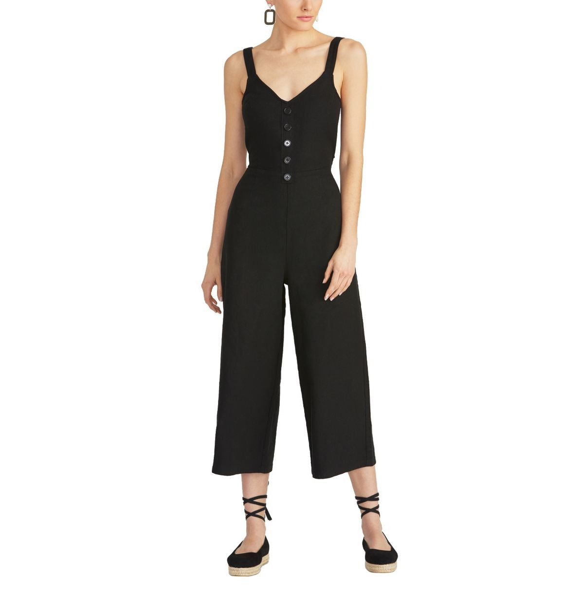 Macacão curto de algodão feminino Rachel Roy com amarração nas costas, preto, tamanho 6
