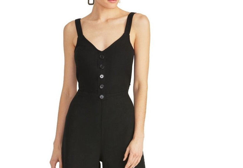 Macacão curto de algodão feminino Rachel Roy com amarração nas costas, preto, tamanho 6