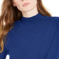 Suéter feminino Maison Jules com gola falsa azul, tamanho médio