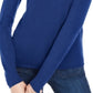 Suéter feminino Maison Jules com gola falsa azul, tamanho médio