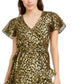 Vestido de coquetel feminino Kendall + Kylie com sobrepeliz metálico dourado/preto, tamanho 12-14