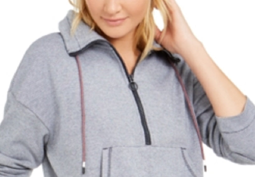 Tommy Hilfiger Moletom esportivo feminino com zíper e gola alta, azul, tamanho XX-G
