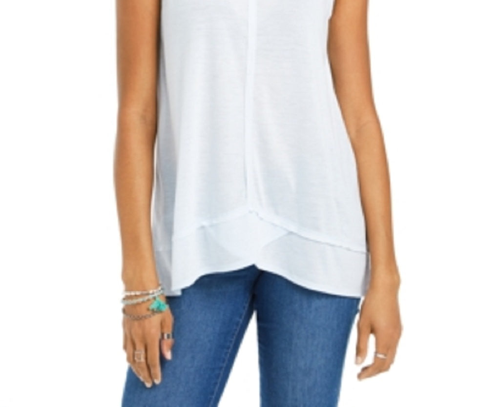 Regata feminina estilo &amp; co., alta e baixa, roxa, tamanho grande