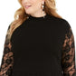 Blusa peplum feminina com detalhes em renda da INC International Concepts, preta, tamanho 0X