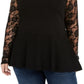 Blusa peplum feminina com detalhes em renda da INC International Concepts, preta, tamanho 0X