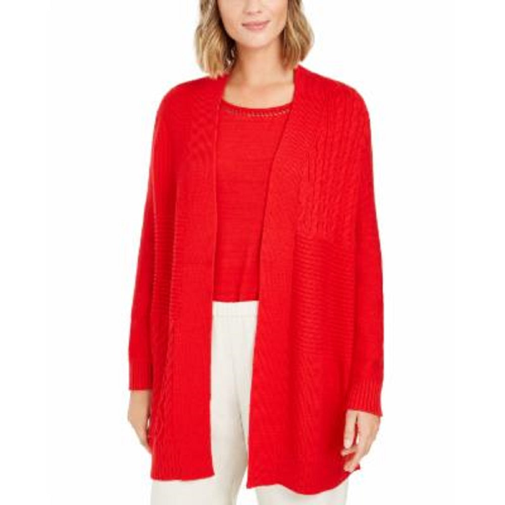 Cardigan feminino patchwork Charter Club vermelho tamanho XX-G