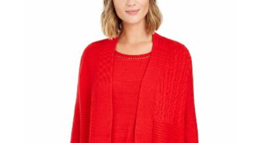 Cardigan feminino patchwork Charter Club vermelho tamanho XX-G