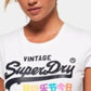 Camiseta feminina Superdry Cotton Premium Goods Graphic, branca, tamanho 12