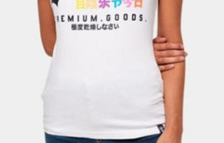 Camiseta feminina Superdry Cotton Premium Goods Graphic, branca, tamanho 12