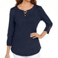 Camiseta feminina Karen Scott de algodão com cadarço, azul, tamanho XS