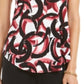 Camiseta feminina Alfani estampada com bainha redonda, vermelha, tamanho P/P