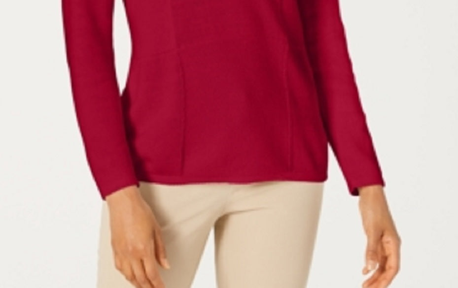 Karen Scott Suéter Feminino Patchwork Stitch Vermelho Pequeno