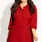 Túnica com botões e gola dinâmica feminina City Chic, vermelha, tamanho pequeno