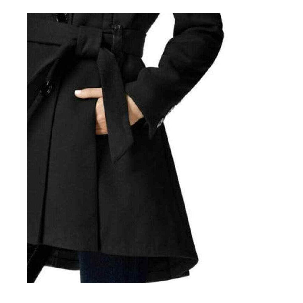 Casaco Madden Girl Juniors com saia e acabamento em couro sintético, preto, tamanho XS