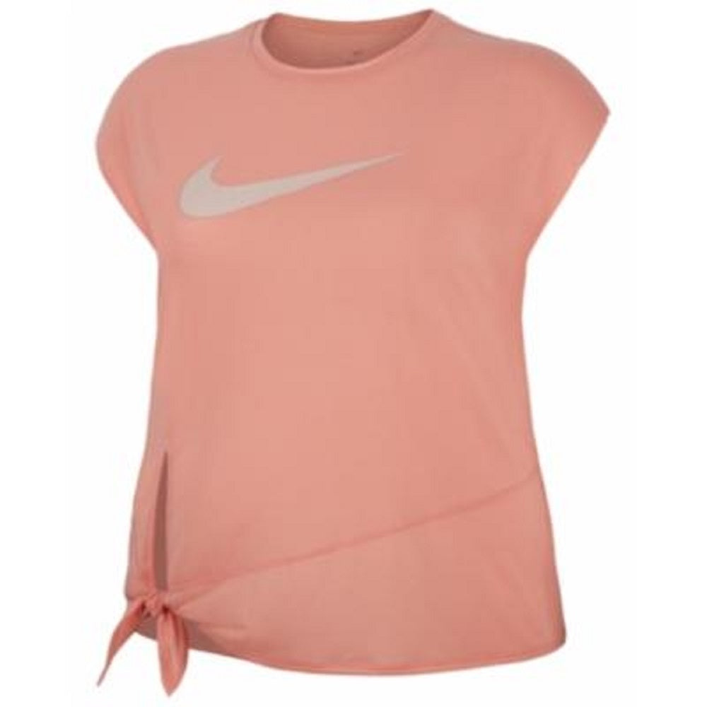 Camiseta de treino Nike Dry Side Tie feminina rosa tamanho GG