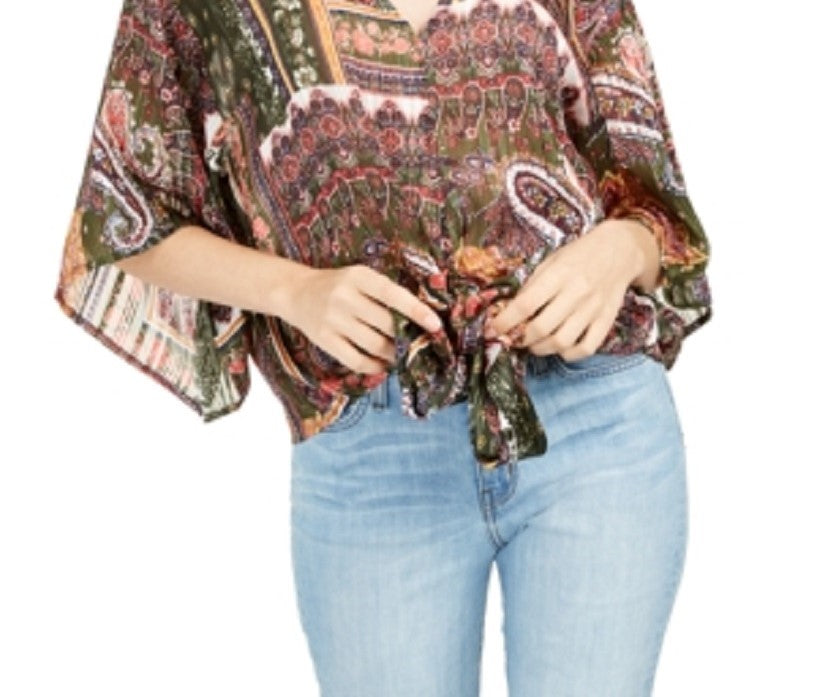 Top de lurex com amarração frontal Polly &amp; Esther Junior, conjunto verde, tamanho extragrande