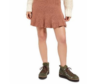 Saia curta com babados feminina Free People marrom tamanho extragrande