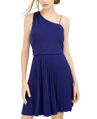BCX Junior's Asymmetrical Strap Dress Blue Size XX-Large