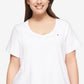 Camiseta feminina Tommy Hilfiger de manga curta e decote em V 3X