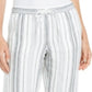 Calça Capri Listrada Feminina Charter Club Branca Tamanho X-S