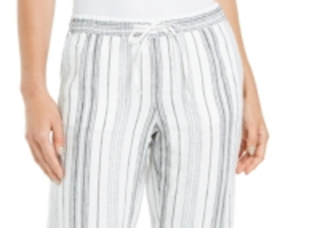 Calça Capri Listrada Feminina Charter Club Branca Tamanho X-S