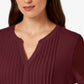 Charter Club Blusa Feminina com Babados Duplos e Estampa Pintuck, Vermelha, Tamanho Grande