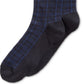 Meias sociais masculinas Perry Ellis de microfibra pied-de-poule, tamanho regular, azul