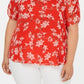 Blusa Calvin Klein Feminina Estampa Floral Gola V Vermelha 0X