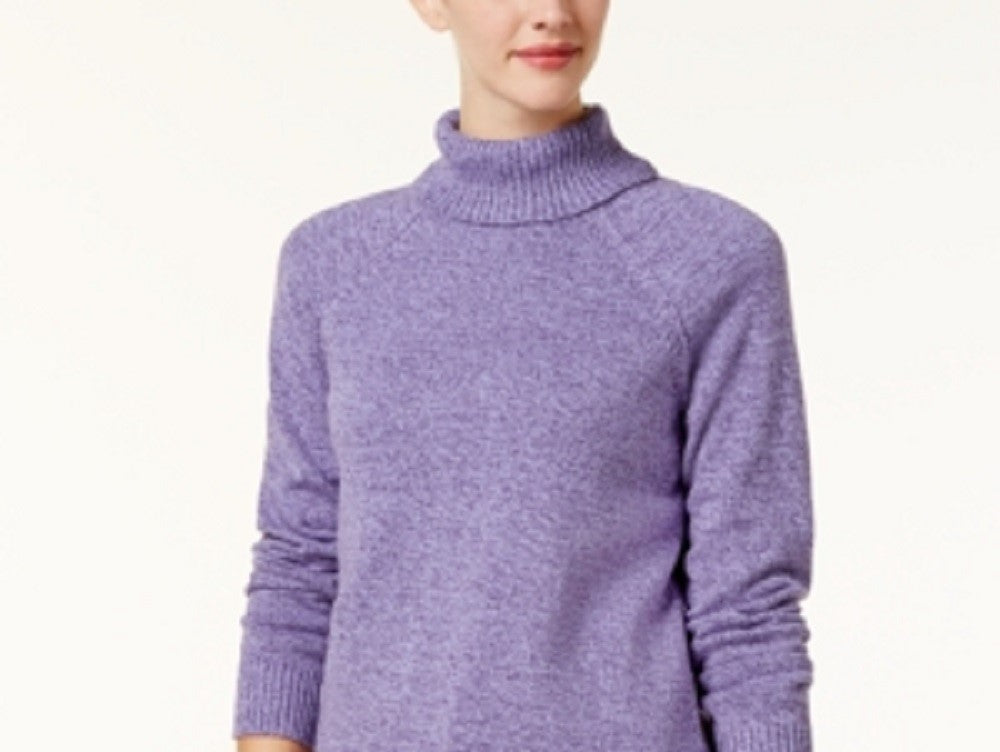 Karen Scott Suéter Feminino de Algodão com Gola Alta Roxo Pequeno