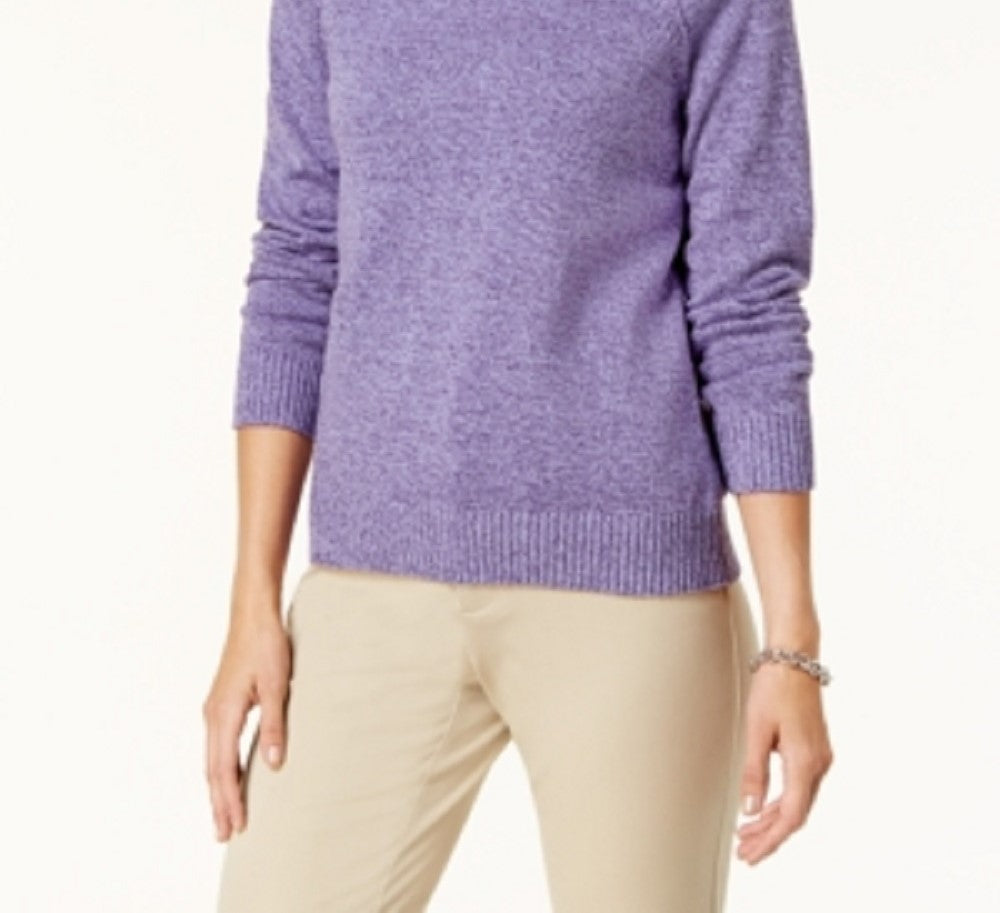 Karen Scott Suéter Feminino de Algodão com Gola Alta Roxo Pequeno