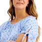 Blusa feminina estampada ombro a ombro estilo &amp; co, azul, tamanho médio