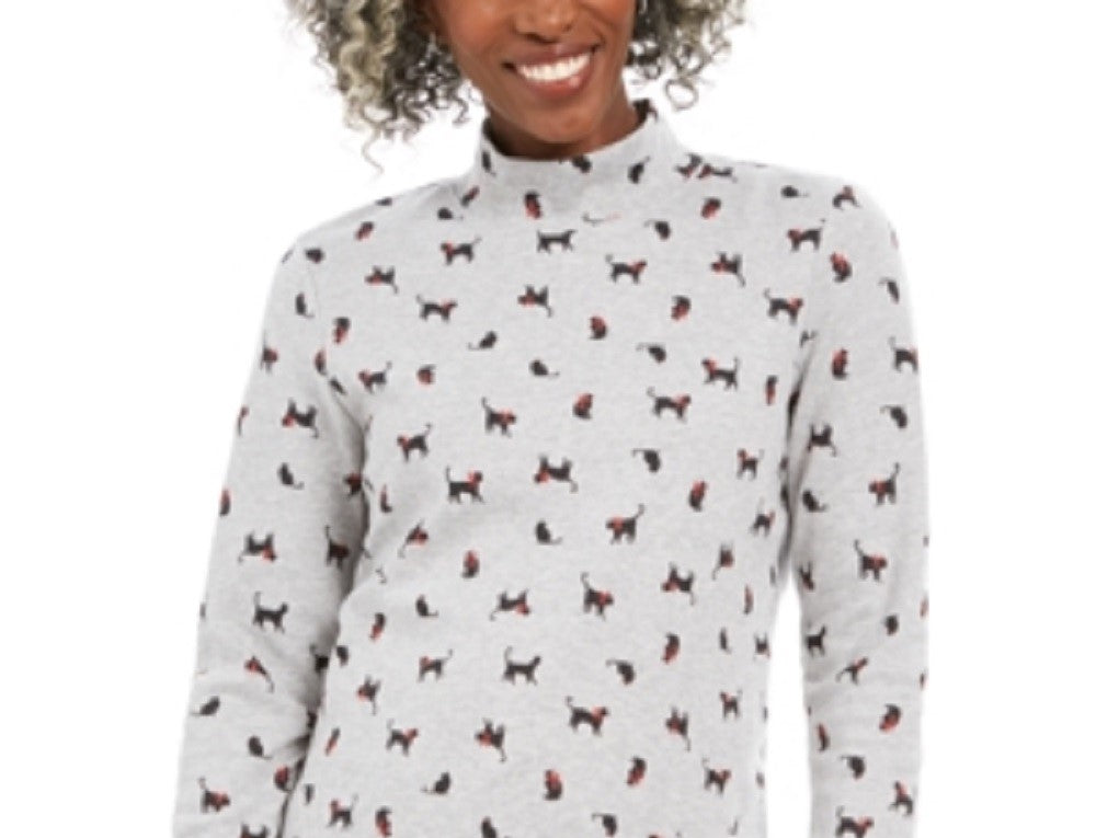Karen Scott Blusa Feminina Estampada Gola Careca Cinza Tamanho Pequeno