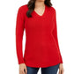 Suéter feminino com decote em V Charter Club, vermelho, tamanho pequeno XL