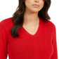 Suéter feminino com decote em V Charter Club, vermelho, tamanho pequeno XL
