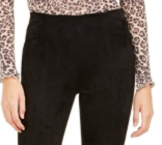 Calça skinny feminina Bar III de camurça sintética, preta, tamanho XX-S