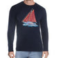 Camiseta masculina com estampa de algodão e pinho Club Room, azul, tamanho pequeno