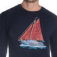 Camiseta masculina com estampa de algodão e pinho Club Room, azul, tamanho pequeno