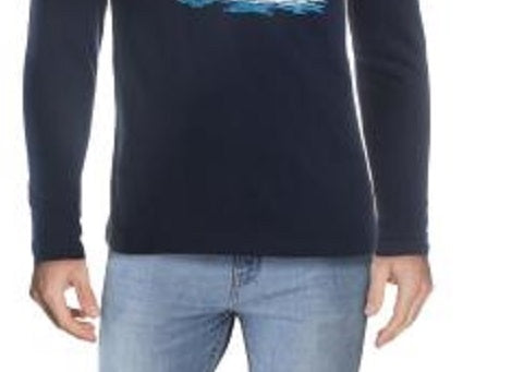 Camiseta masculina com estampa de algodão e pinho Club Room, azul, tamanho pequeno