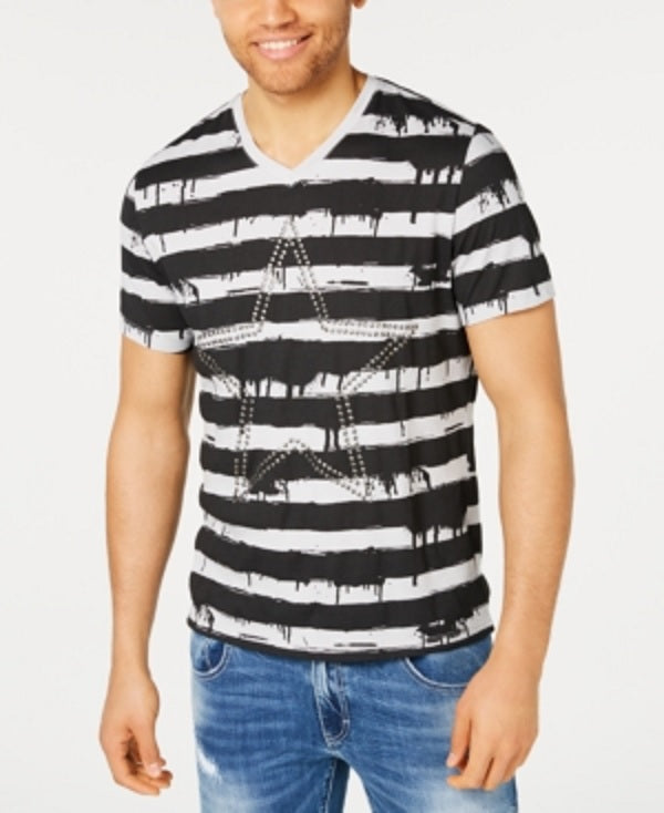 Camiseta masculina de algodão com gola V e estampa gráfica, tamanho XXG, da INC International Concepts