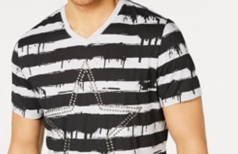 Camiseta masculina de algodão com gola V e estampa gráfica, tamanho XXG, da INC International Concepts