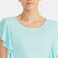 Blusa feminina Rachel Roy de manga curta com decote em joia, azul, tamanho XX-G
