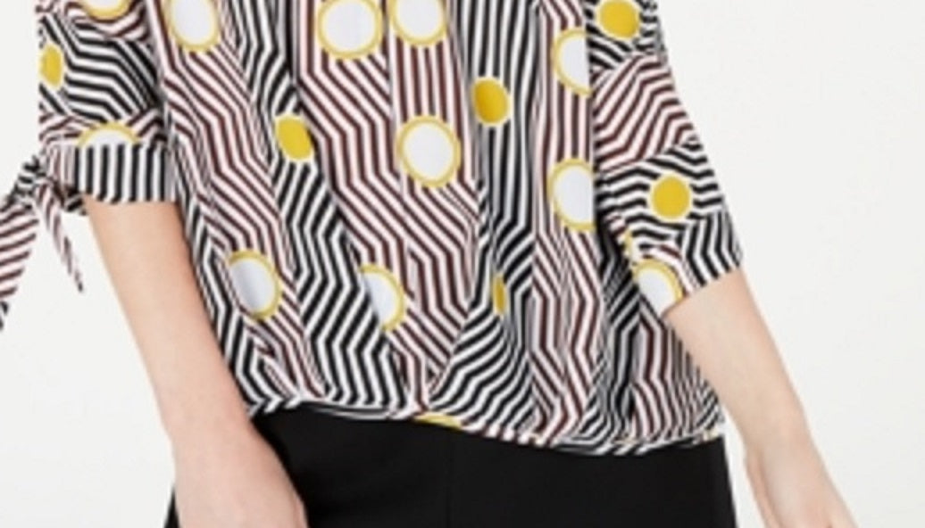 Blusa Alfani Feminina Estampa Geométrica Amarela Tamanho Petite XL