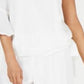 Thalia Sodi Top Feminino de Gaze com Um Ombro e Amarração na Barra, Branco, Tamanho Pequeno