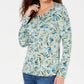 Blusa feminina Karen Scott Audra Oasis com decote redondo, verde, tamanho médio