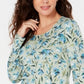 Blusa feminina Karen Scott Audra Oasis com decote redondo, verde, tamanho médio