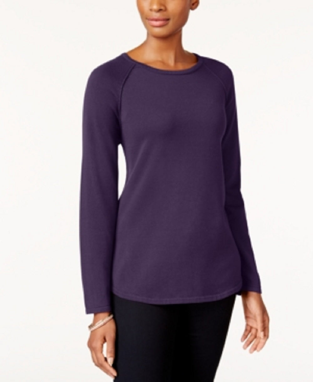 Karen Scott Suéter Feminino de Algodão Roxo Tamanho Pequeno G
