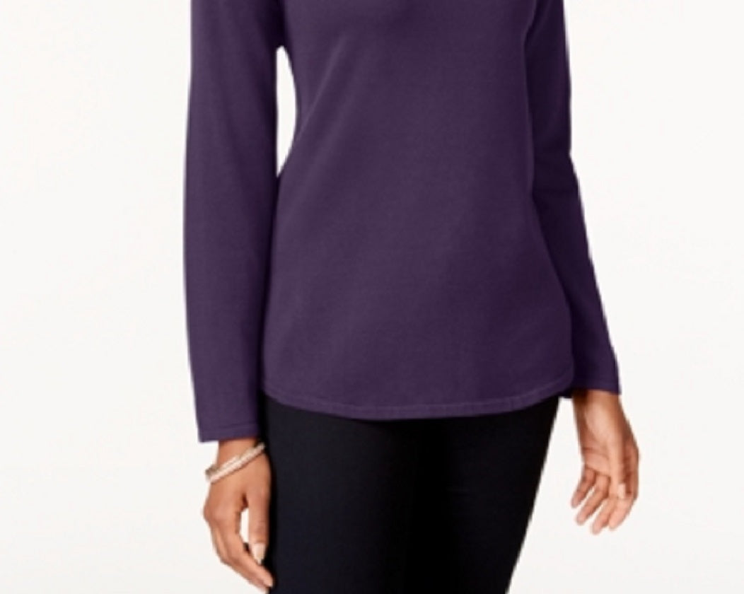 Karen Scott Suéter Feminino de Algodão Roxo Tamanho Pequeno G