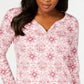 Karen Scott Feminino Manga 3/4 Estampado Henley Rosa Tamanho P