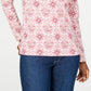 Karen Scott Feminino Manga 3/4 Estampado Henley Rosa Tamanho P